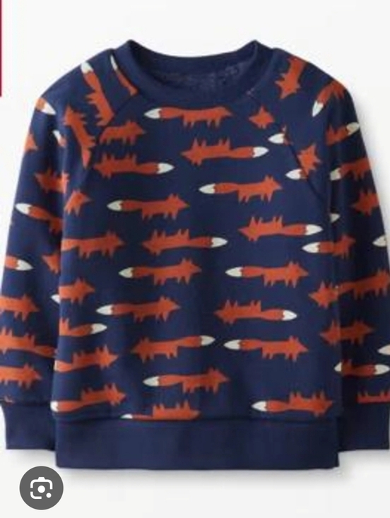Hanna Andersson Other - Hanna Andersson Sherpa Lined Navy Sweatshirt with Rust & White Fox Motif Size 10